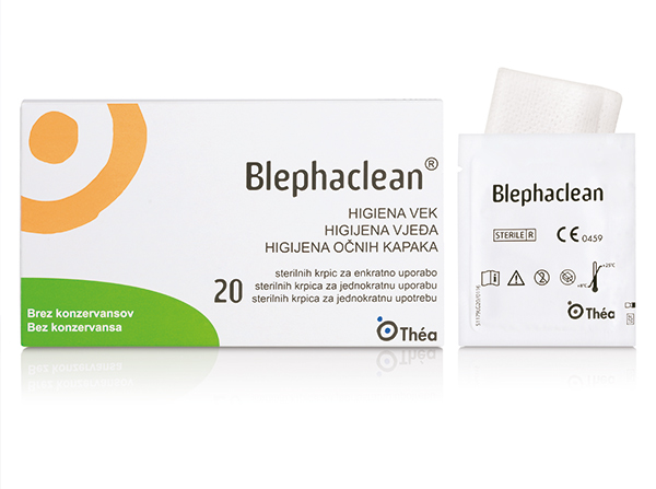 Pri halaciju na veki lahko uporabljamo krpice Blephaclean za masažo